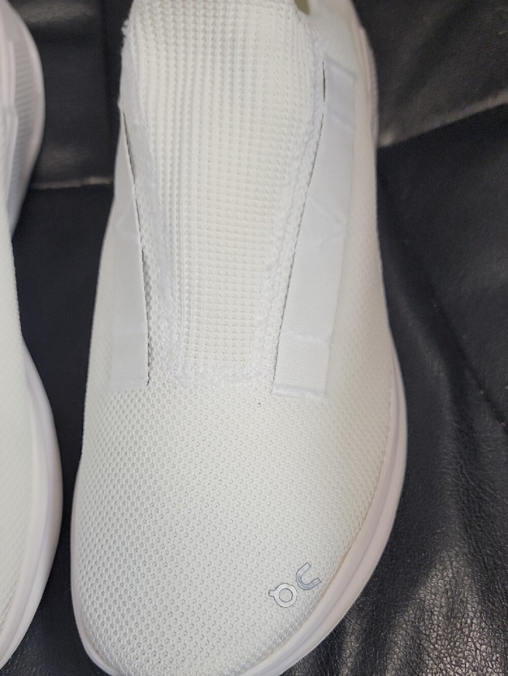 On Running White Slip-On Knit Sneakers with Black Heel Tab - Picture 3 of 8